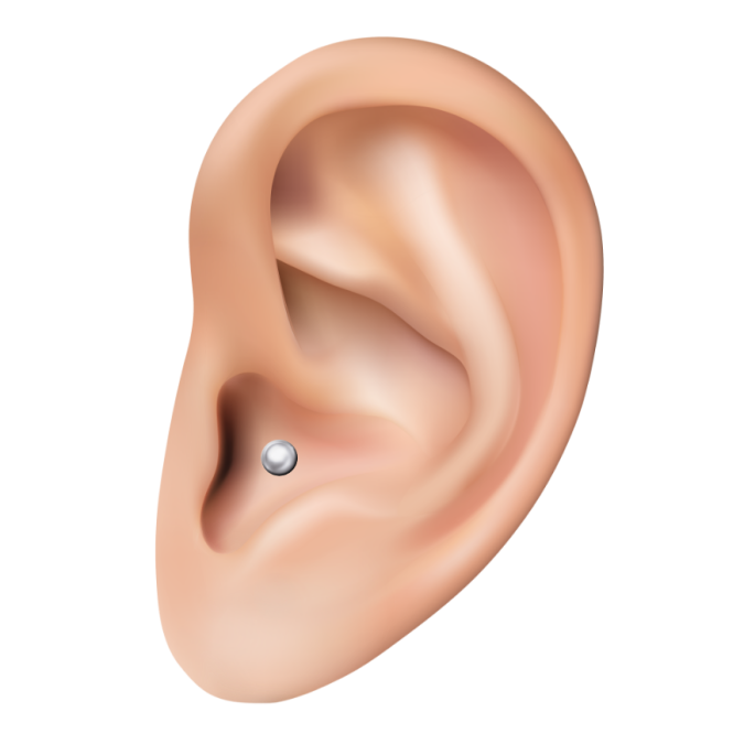 Medische piercings - Tragus plaatsing